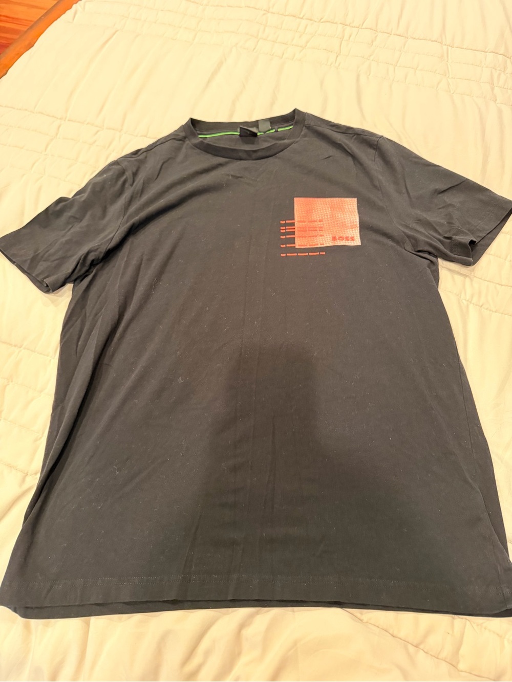 Hugo Boss Black Short-Sleeve Tee with Red Chest Graphic